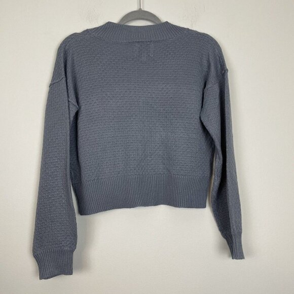 Pink Rose Blue Knit V-neck Sweater Size Medium - Picture 5 of 5